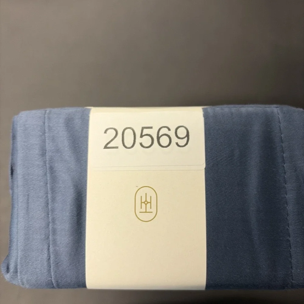 Threshold Performance Cotton Sateen QUEEN Flat Sheet Blue 400 TC Smooth 20569